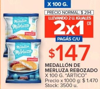 Carrefour MEDALLÓN DE MERLUZA REBOZADO X 100 G oferta