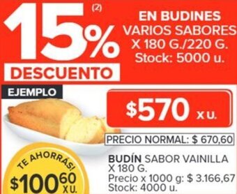 Carrefour BUDÍN SABOR VAINILLA X 180G oferta