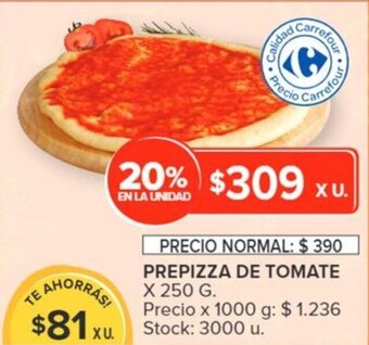 Carrefour PREPIZZA DE TOMATE X 250G oferta