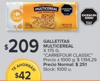 Carrefour GALLETITAS MULTICEREAL X 175 G oferta