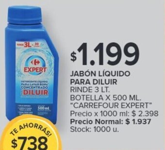 Carrefour JABÓN LÍQUIDO PARA DILUIR RINDE 3 LT oferta