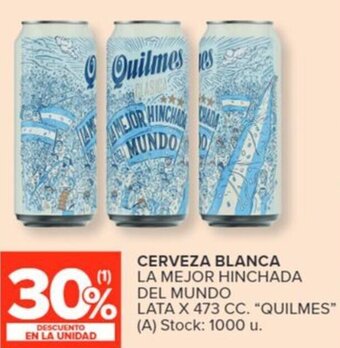 Carrefour QUILMES CERVEZA BLANCA LA MEJOR HINCHADA DEL MUNDO LATA X 473 CC oferta