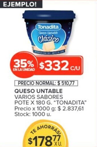 Carrefour TONADITA QUESO UNTABLE VARIOS SABORES POTE X 180G oferta