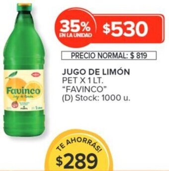 Carrefour FAVINCO JUGO DE LIMÓN PET X 1 LT oferta