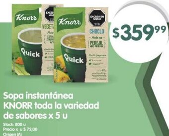 Supermercados Buenos Días KNORR Sopa instantánea toda la variedad de sabores x 5 u oferta