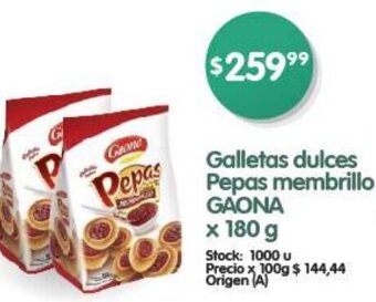 Supermercados Buenos Días GAONA Galletas dulces Pepas membrillo X 180G oferta