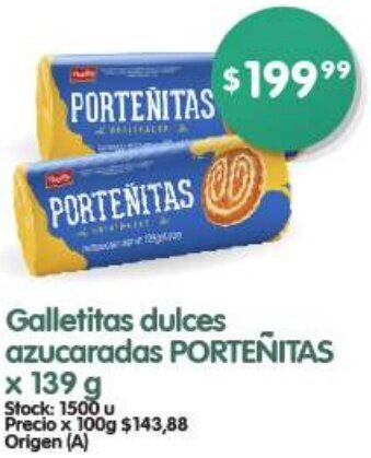 Supermercados Buenos Días PORTEÑITAS Galletitas dulces azucaradas X 139G oferta