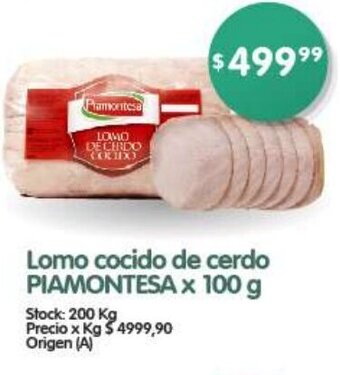 Supermercados Buenos Días PIAMONTESA Lomo cocido de cerdo x 100 g oferta