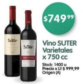 Supermercados Buenos Días SUTER Vino Varietales x 750 cc oferta