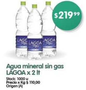 Supermercados Buenos Días LAGOA Agua mineral sin gas x 2 It oferta
