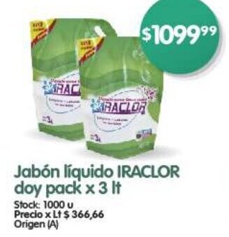 Supermercados Buenos Días Jabón líquido IRACLOR doy pack x 3 It oferta