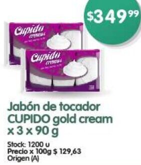 Supermercados Buenos Días Jabón de tocador CUPIDO gold cream x 3 x 90 g oferta