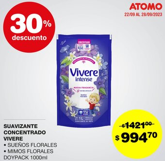 Atomo Conviene SUAVIZANTE CONCENTRADO VIVERE 1000ml oferta