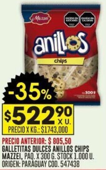 Coto GALLETITAS DULCES ANILLOS CHIPS MAZZEI, PAQ. X 300 G oferta