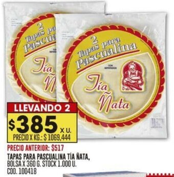 Coto TAPAS PARA PASCUALINA TÍA NATA BOLSA X 360G oferta