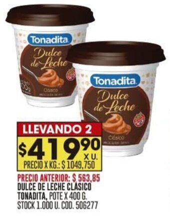 Coto DULCE DE LECHE CLASICO TONADITA POTE X 400 G oferta
