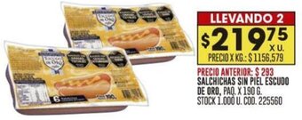 Coto SALCHICHAS SIN PIEL ESCUDO DE ORO PAQ. X 190 G oferta
