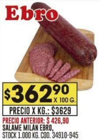 Coto SALAME MILÁN EBRO X 100G oferta
