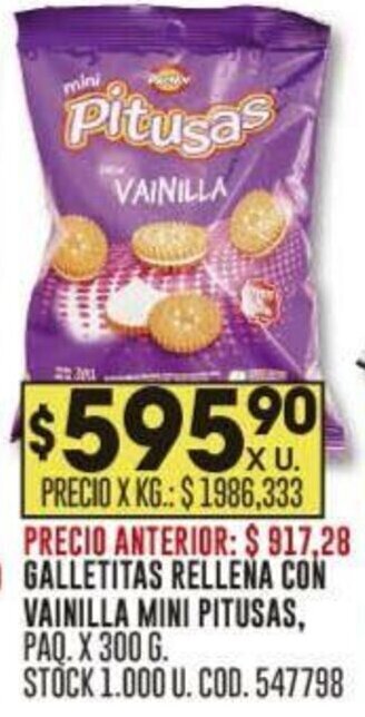 Coto GALLETITAS RELLENA CON VAINILLA MINI PITUSAS PAQ.X 300 G oferta