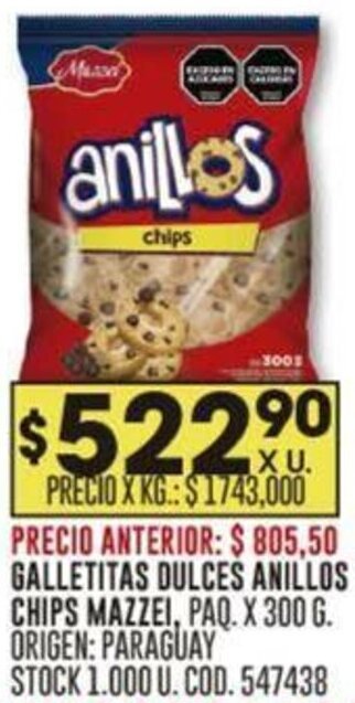 Coto GALLETITAS DULCES ANILLOS CHIPS MAZZEI PAQ. X 300 G oferta
