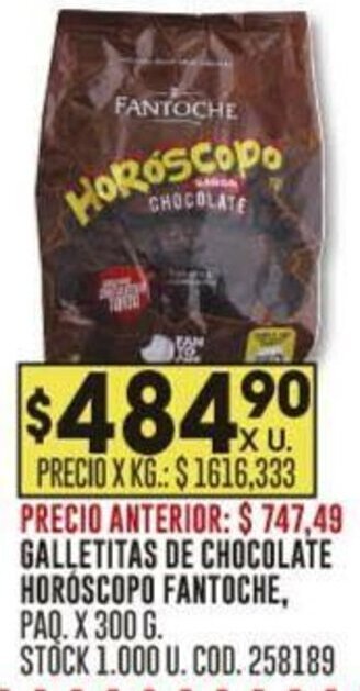 Coto GALLETITAS DE CHOCOLATE HOROSCOPO FANTOCHE PAQ. X 300 G oferta