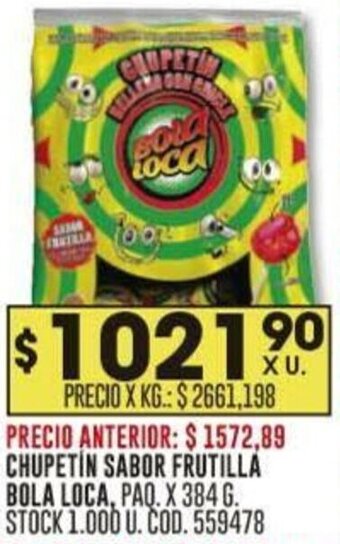 Coto CHUPETIN SABOR FRUTILLA BOLA LOCA PAQ. X 384 G oferta