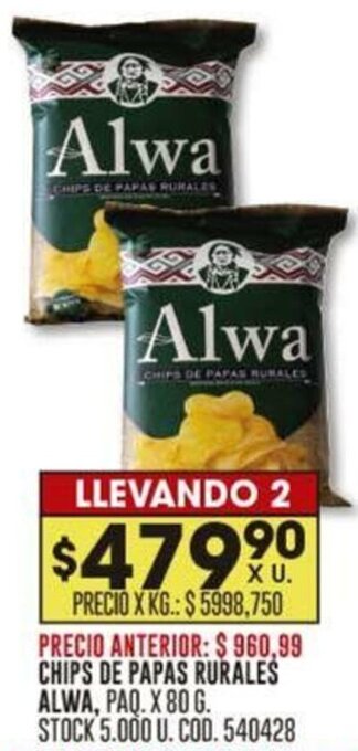 Coto CHIPS DE PAPAS RURALES ALWA PAQ X 80G oferta