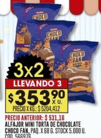 Coto ALFAJOR MINI TORTA DE CHOCOLATE CHOCO FAN PAQ. X 68 G oferta