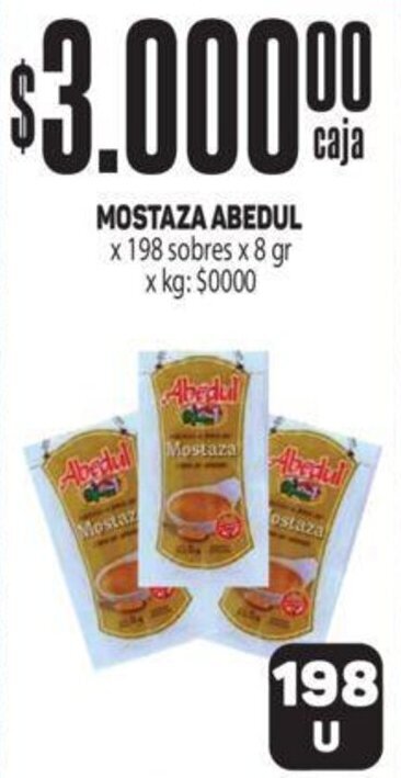 Makro MOSTAZA ABEDUL x 198 sobres x 8 gr oferta