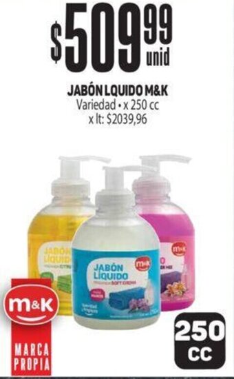 Makro JABÓN LQUIDO M&K Variedad x 250cc oferta