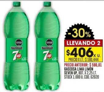 Coto GASEOSA LIMA LIMON SEVEN UP BOT X 2,25 LT oferta