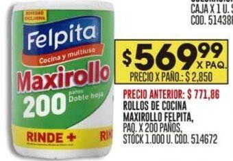 Coto ROLLOS DE COCINA MAXIROLLO FELPITA PAQ. X 200 PAÑOS oferta