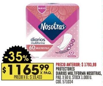 Coto PROTECTORES DARIOS MULTIFORMA NOSOTRAS PAQ X 60 U oferta