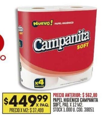 Coto PAPEL HIGIÉNICO CAMPANITA SOFT PAQ X 12 M2 oferta