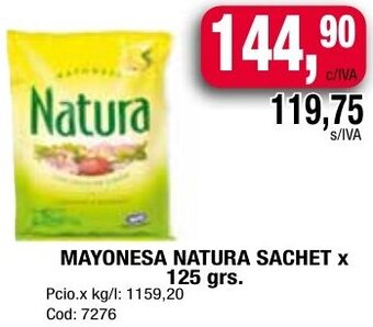 Maxiconsumo MAYONESA NATURA SACHET X 125 grs oferta