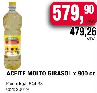 Maxiconsumo ACEITE MOLTO GIRASOL X 900CC oferta
