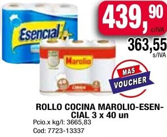 Maxiconsumo ROLLO COCINA MAROLIO-ESEN-CIAL 3 x 40 un oferta