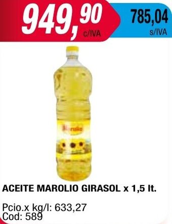 Maxiconsumo ACEITE MAROLIO GIRASOL x 1,5 lt oferta