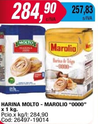 Maxiconsumo HARINA MOLTO- MAROLIO 0000 x1 kg oferta