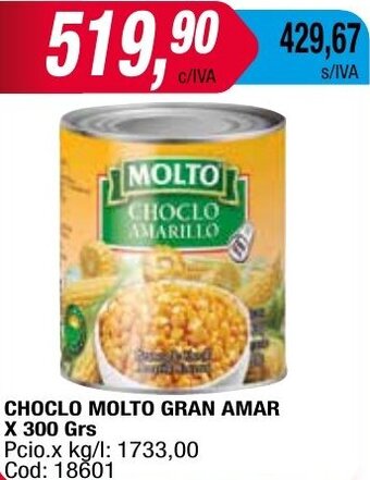 Maxiconsumo CHOCLO MOLTO GRAN AMAR X 300 Grs oferta
