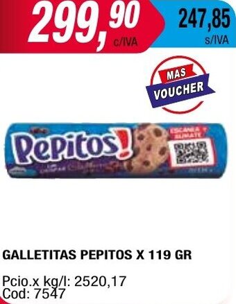 Maxiconsumo GALLETITAS PEPITOS X 119 GR oferta