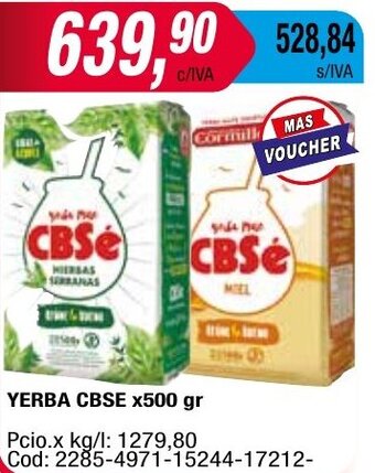 Maxiconsumo YERBA CBSE x 500 gr oferta