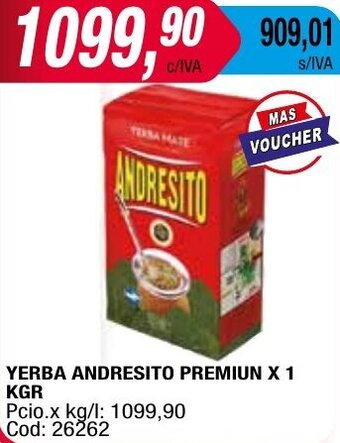 Maxiconsumo YERBA ANDRESITO PREMIUN X 1 KG oferta