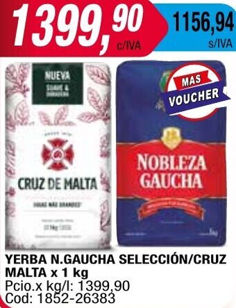 Maxiconsumo YERBA N.GAUCHA SELECCIÓN/CRUZ MALTA x 1 kg oferta