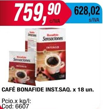 Maxiconsumo CAFÉ BONAFIDE INST.SAQ. x 18 un. oferta