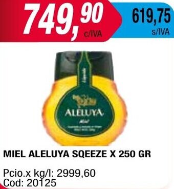 Maxiconsumo MIEL ALELUYA SQEEZE X 250 GR oferta