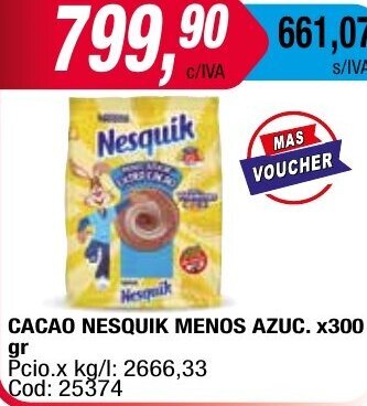 Maxiconsumo CACAO NESQUIK MENOS AZUC. x300 gr oferta