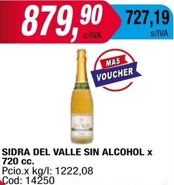Maxiconsumo SIDRA DEL VALLE SIN ALCOHOL X 720 cc oferta