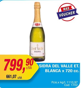Maxiconsumo SIDRA DEL VALLE ET. BLANCA x 720 cc oferta