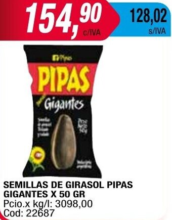 Maxiconsumo SEMILLAS DE GIRASOL PIPAS GIGANTES X 50 GR oferta